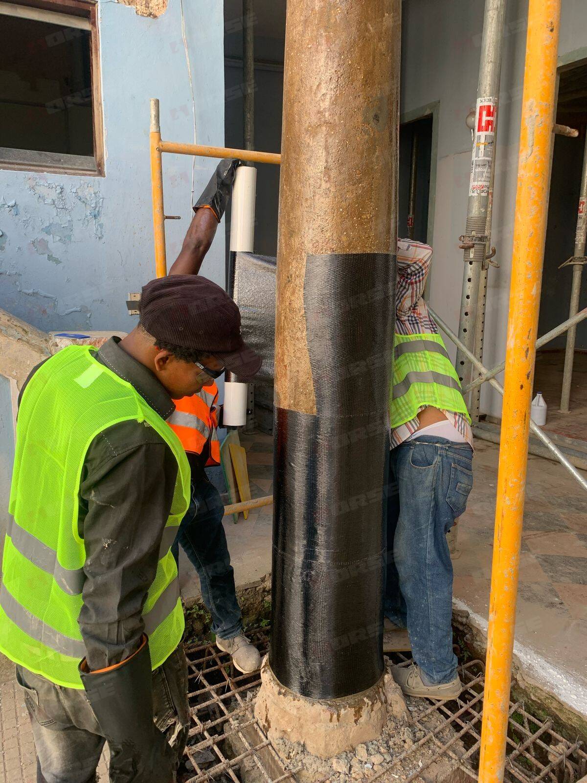 Carbon Fiber Sheet Reinforcement of a Resort Columns